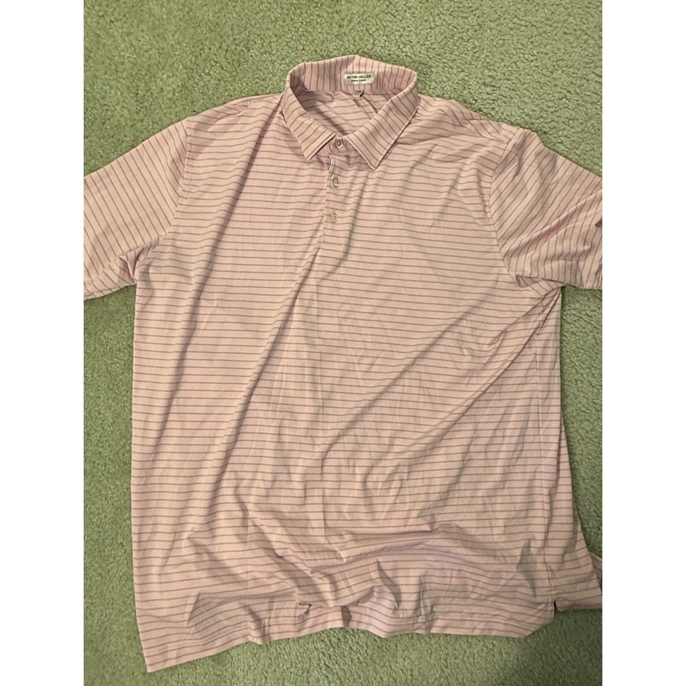 Men's Peter Millar Summer Comfort Pink striped golf polo size XXL